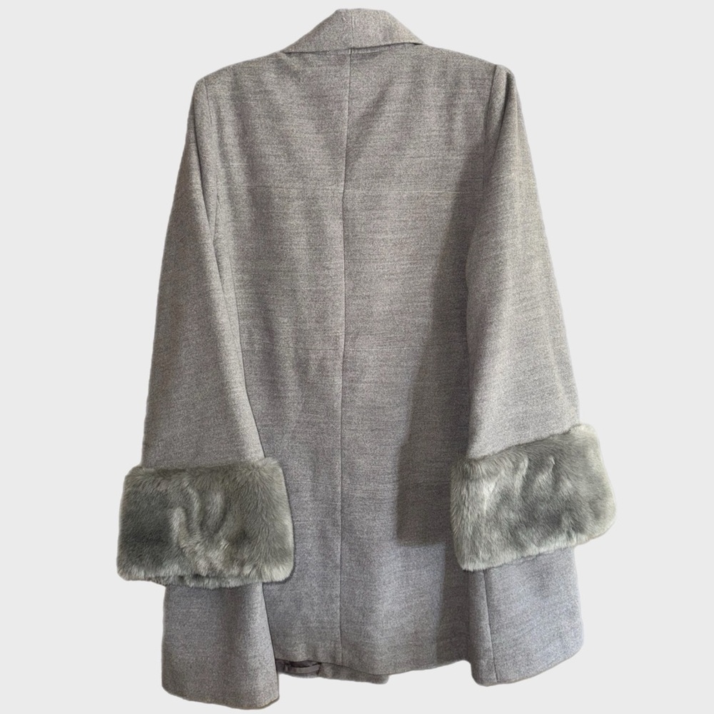 Jessica Light Gray Plush-Cuff Shawl Collar Robe Jacket - Picture 2 of 4